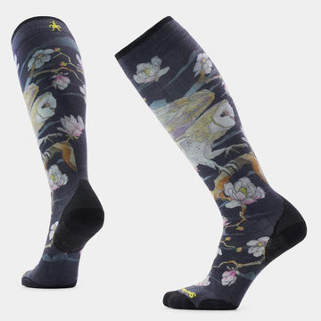 Women's Ski Nightwatcher Print Over the Calf Socks Black